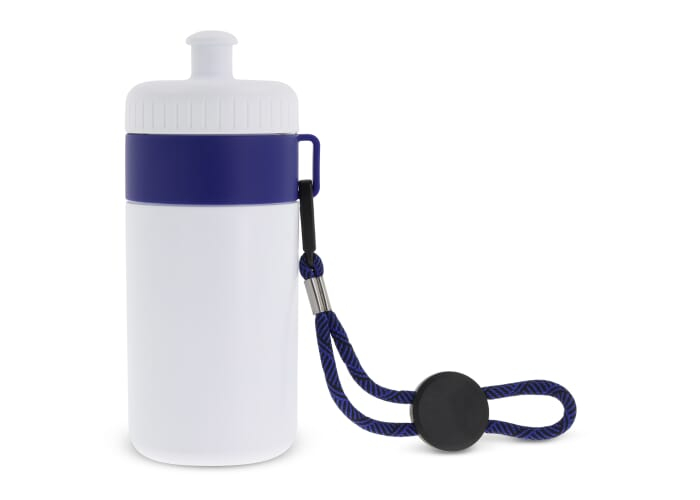 Bidon sport promotionnel 500 ml Blanc / bleu foncé